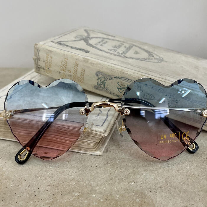 Cut glass Sunglasses- Blue Pink